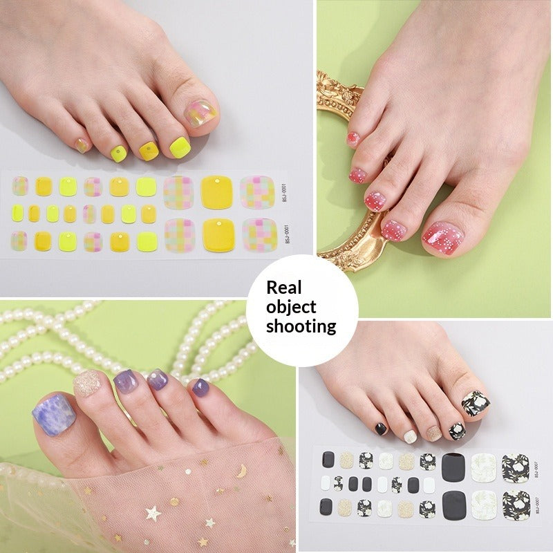 Semi-Cured Gel Nail Strips 3D Floral Glossy Toe Design (MOQ=3)