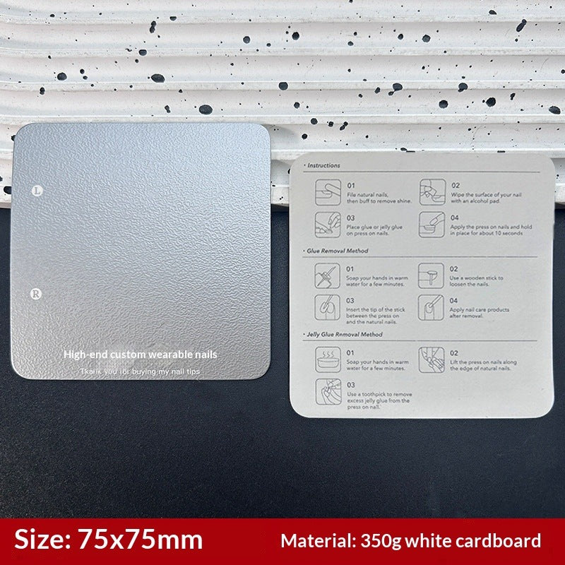 Press-On Nails Instruction Card High-end solid color nail card (MOQ:50 pieces)