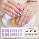 Semi-Cured Gel Nail Strips Sparkle Rainbow Aurora Sheer Glossy Design (MOQ=3)