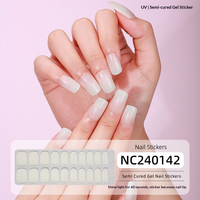 Semi-Cured Gel Nail Strips French Gradient Glitter Glossy Design(MOQ=3)