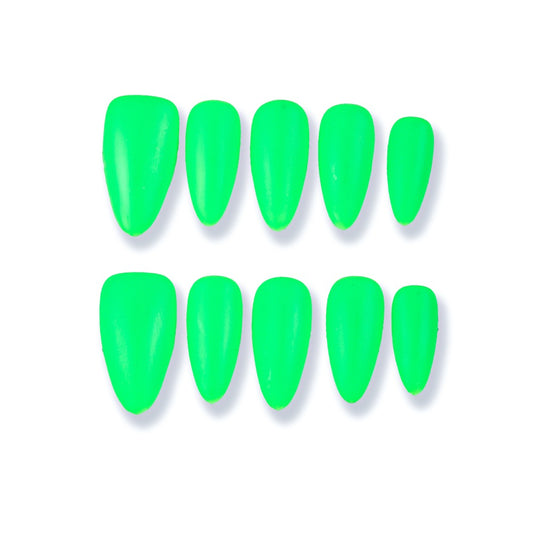 365nails neon green matte long tips