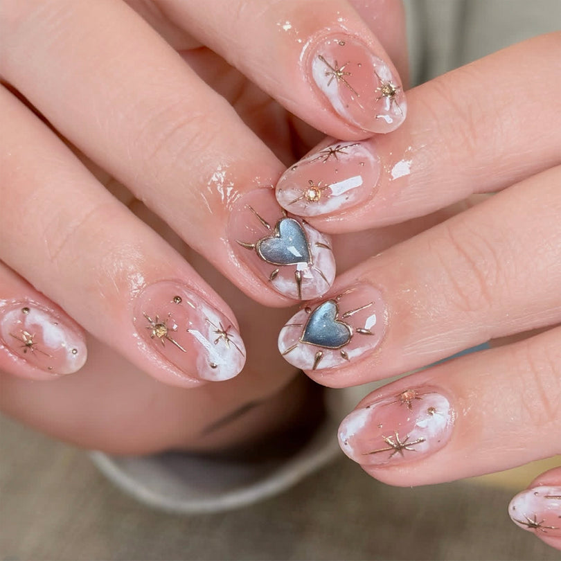 French Animal Print Glossy Brown Almond Short Press On Nails – Design 6