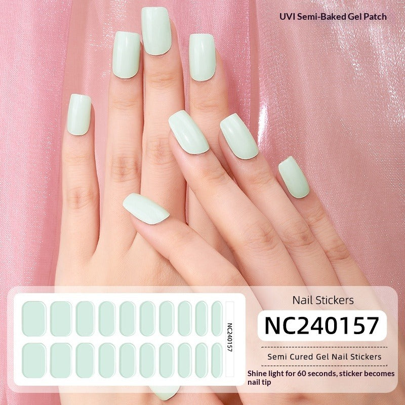 Semi-Cured Gel Nail Strips Solid Pearl Shimmer Glossy Design (MOQ=3)