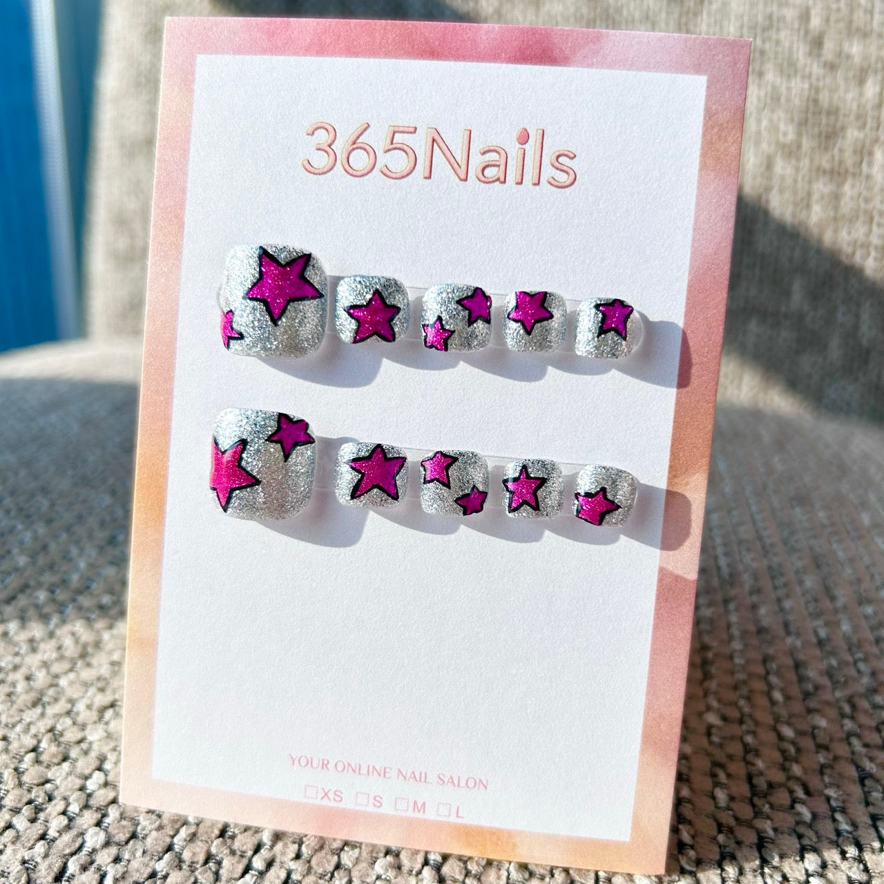 365nails: "pink punk star" – handmade press-on pedicure