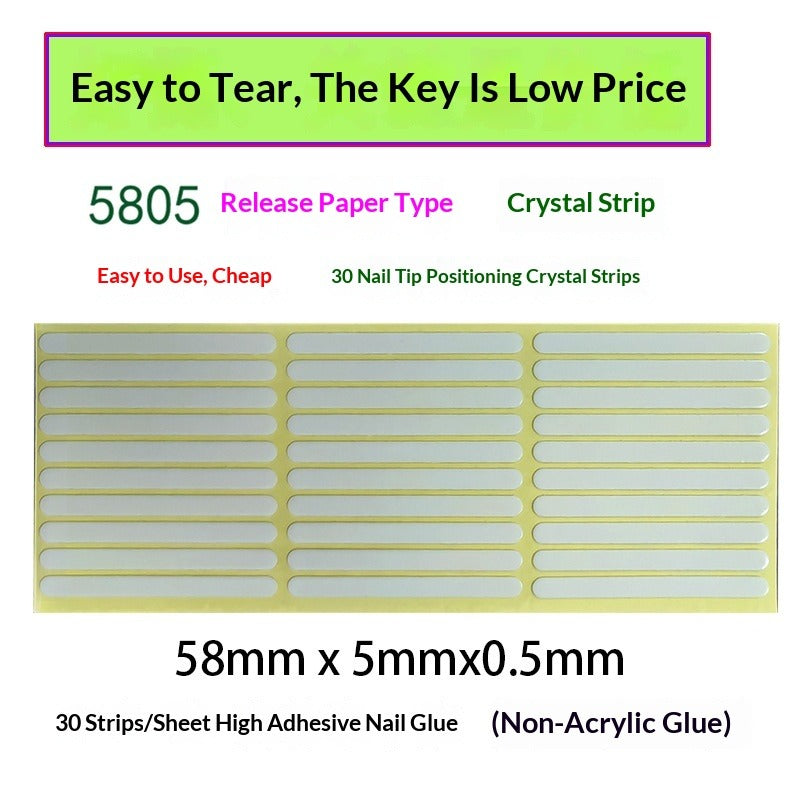 Crystal adhesive strips for press-on nail display cards