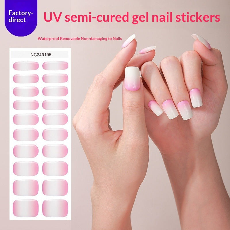 Semi-Cured Gel Nail Strips French Style Soft Color Gradient Glossy Set (MOQ=3)