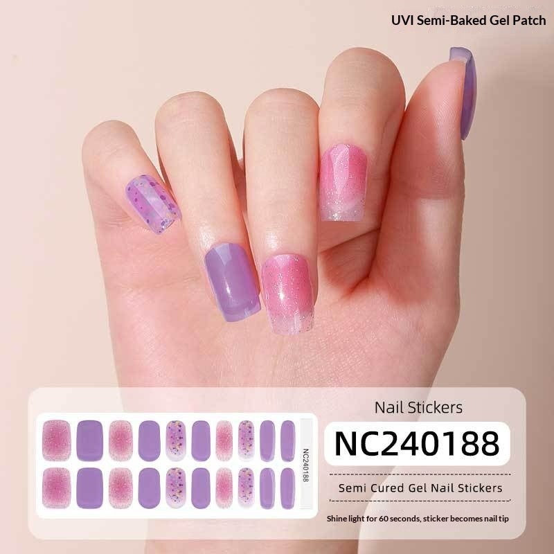 Semi-Cured Gel Nail Strips Foil Laser Gold Shimmer Glossy Set (MOQ=3)