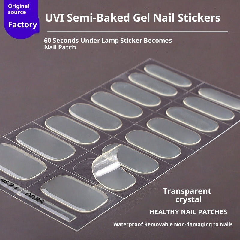 Semi-Cured Gel Nail Strips Solid Color Glossy Minimal Style (MOQ=3)