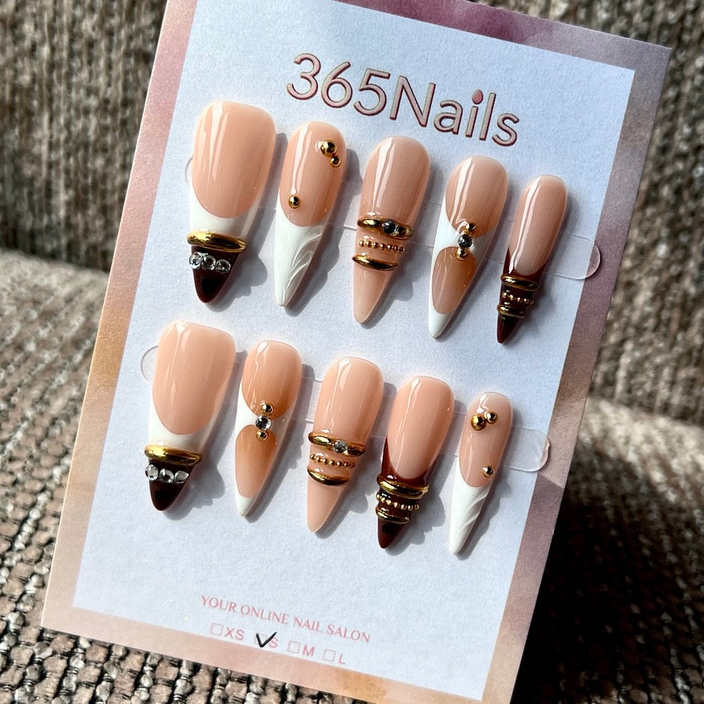 Noir Bow French - Nude Black Bow Press-On Nails