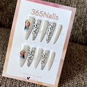 Silver Ink - Silver Black Pointed Press-On Nails