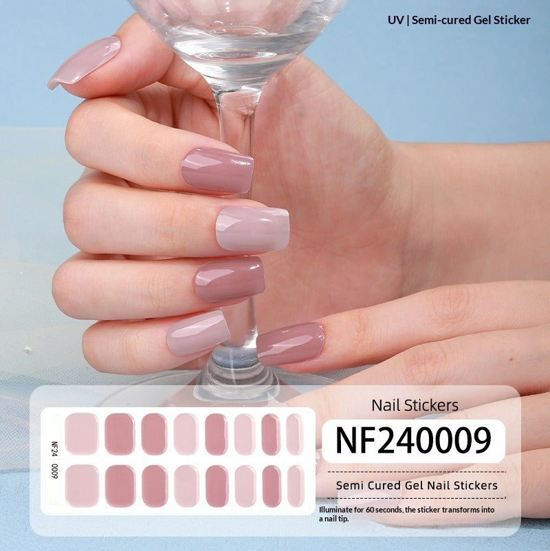 Semi-Cured Gel Nail Strips Pure Color Mismatch Pastel Glossy Set (MOQ=3)