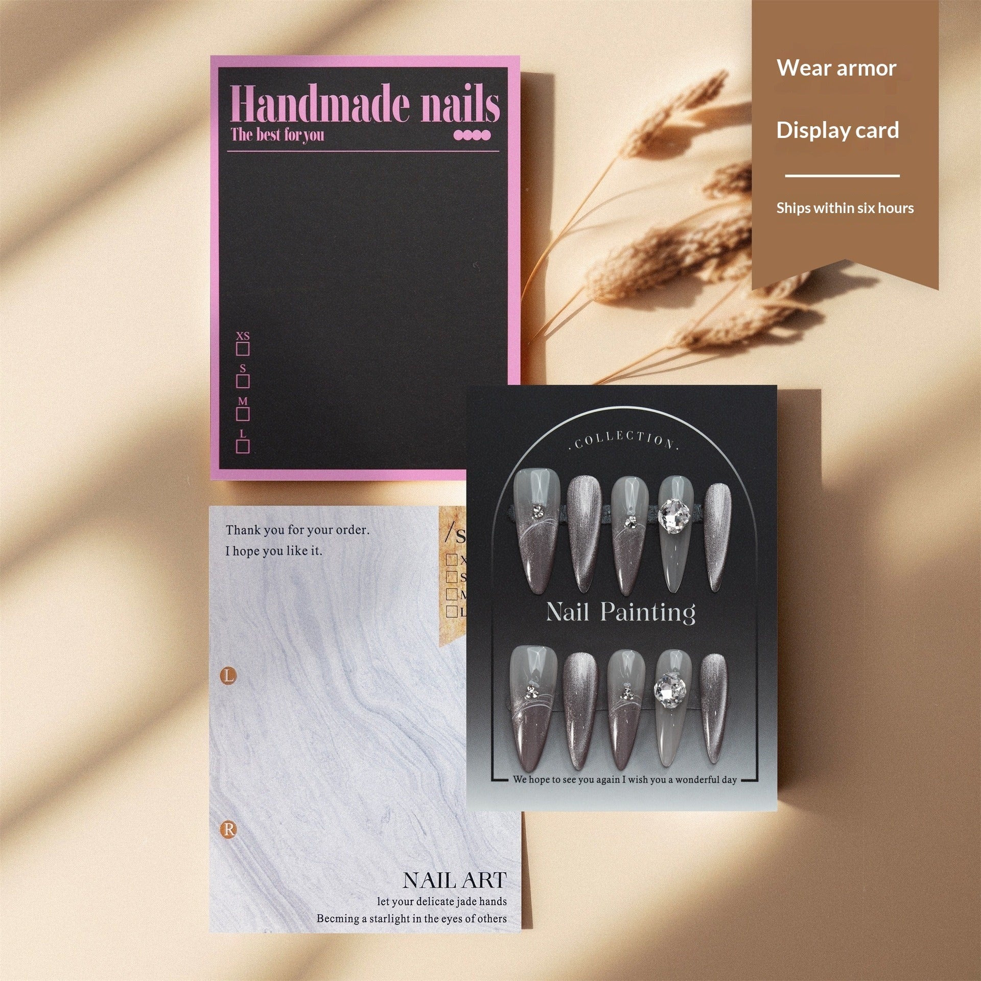 Minimal Gradient Copperplate Paper Display Cards for Press On Nails (MOQ=50)