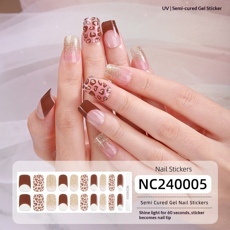 Semi-Cured Gel Nail Strips Soft Pink Gradient Glossy Natural Everyday Wear Set (MOQ=3)
