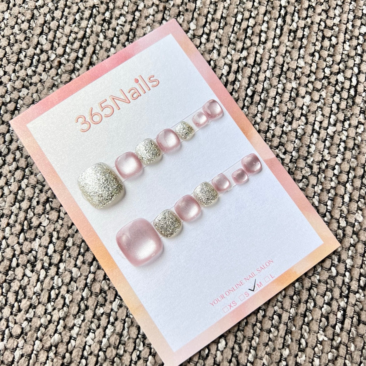 365nails 裸粉金砂貓眼 手工製 足部穿戴甲