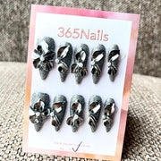 365nails: "液態金屬綻放" – 3D 金屬花朵 手工製 尖形 穿戴甲