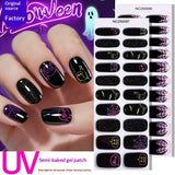 Semi-Cured Gel Nail Strips Halloween Glow Gothic Spiderweb Ghost Design (MOQ=3)