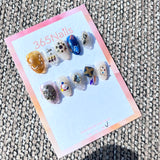 365nails: "Eclectic Y2K Charm" – 3D Amber & Mixed Media Handmade Oval Nails