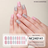 Semi-Cured Gel Nail Strips Glitter Pure Color Ultra-Sparkle Glossy Set (MOQ=3)