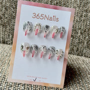 365nails: "Gothic Newspaper Spike" – 3D Metal Charm Handmade Short Almond Nails