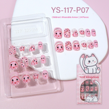 Children press on nails, cartoon 24-piece boxed finished product, sweet and cute children's removable fake nail patch manicure