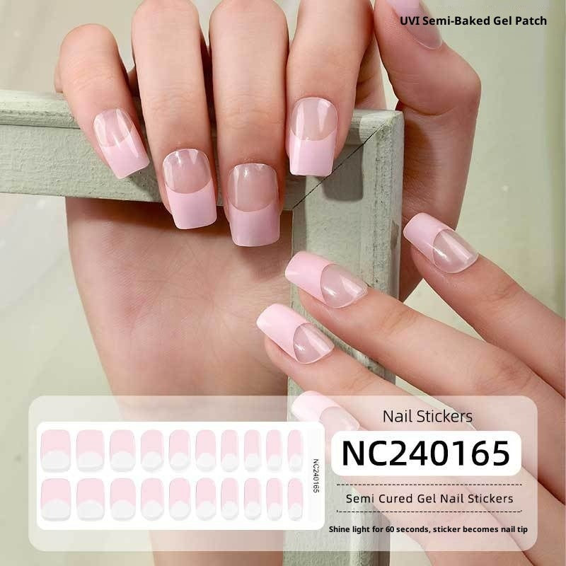 Semi-Cured Gel Nail Strips French Solid Color Clean Design (MOQ=3)