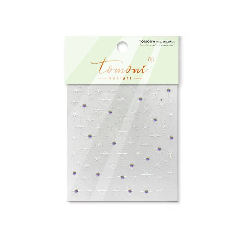Holographic Starburst Nail Stickers – 3D Rhinestone Celestial Set