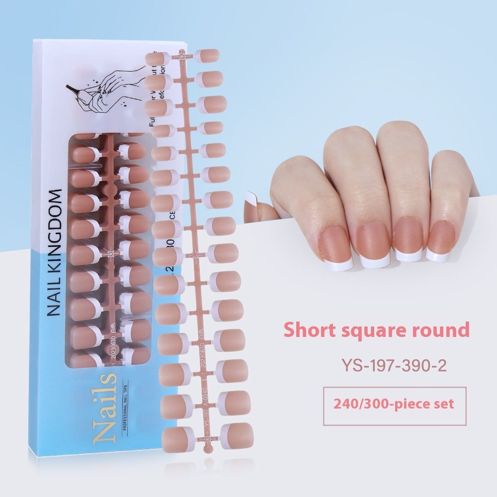 Nail Tips New  French press on nails 240 pieces boxed fake nail manicure work in progress matte full sticker French nail piece