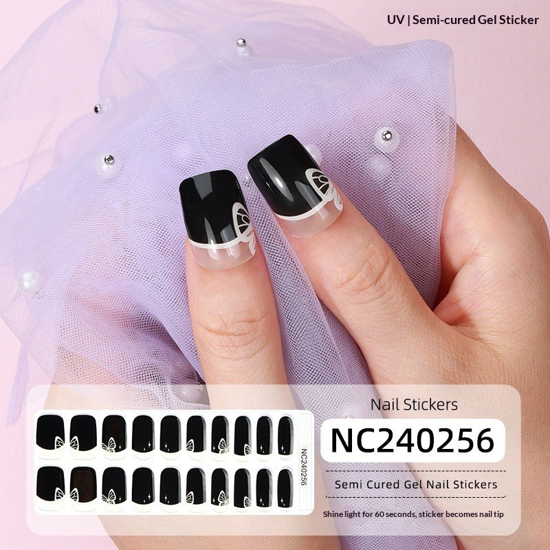 Semi-Cured Gel Nail Strips Floral Star Heart Cow-Print Mix Design (MOQ=3)