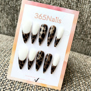 Wild Elegance: "Leopard French" – Long Stiletto Press-on Nails