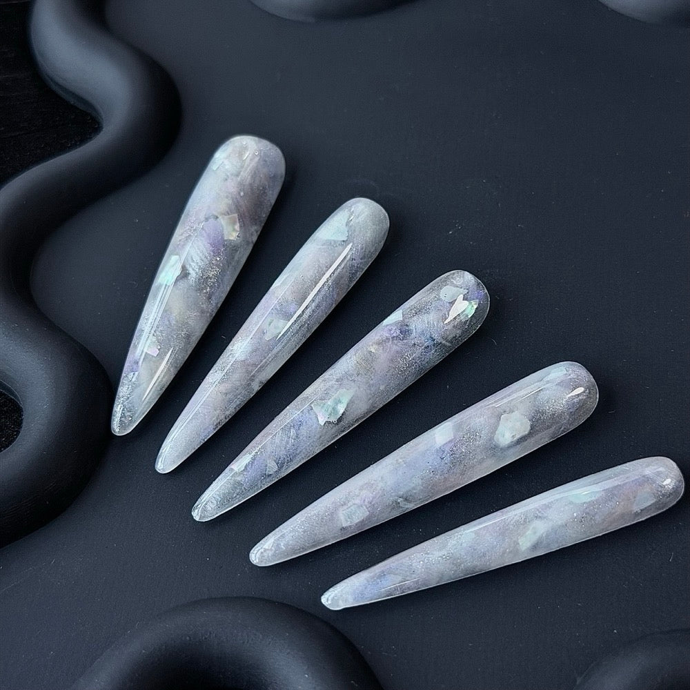 Iridescent Flake Stiletto Press-On Nails