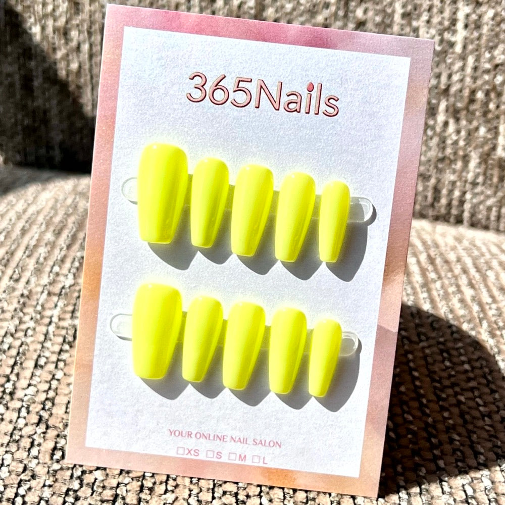 "Stylish Medium Coffin" - Solid Color Handmade Nails (20 Colors Available)