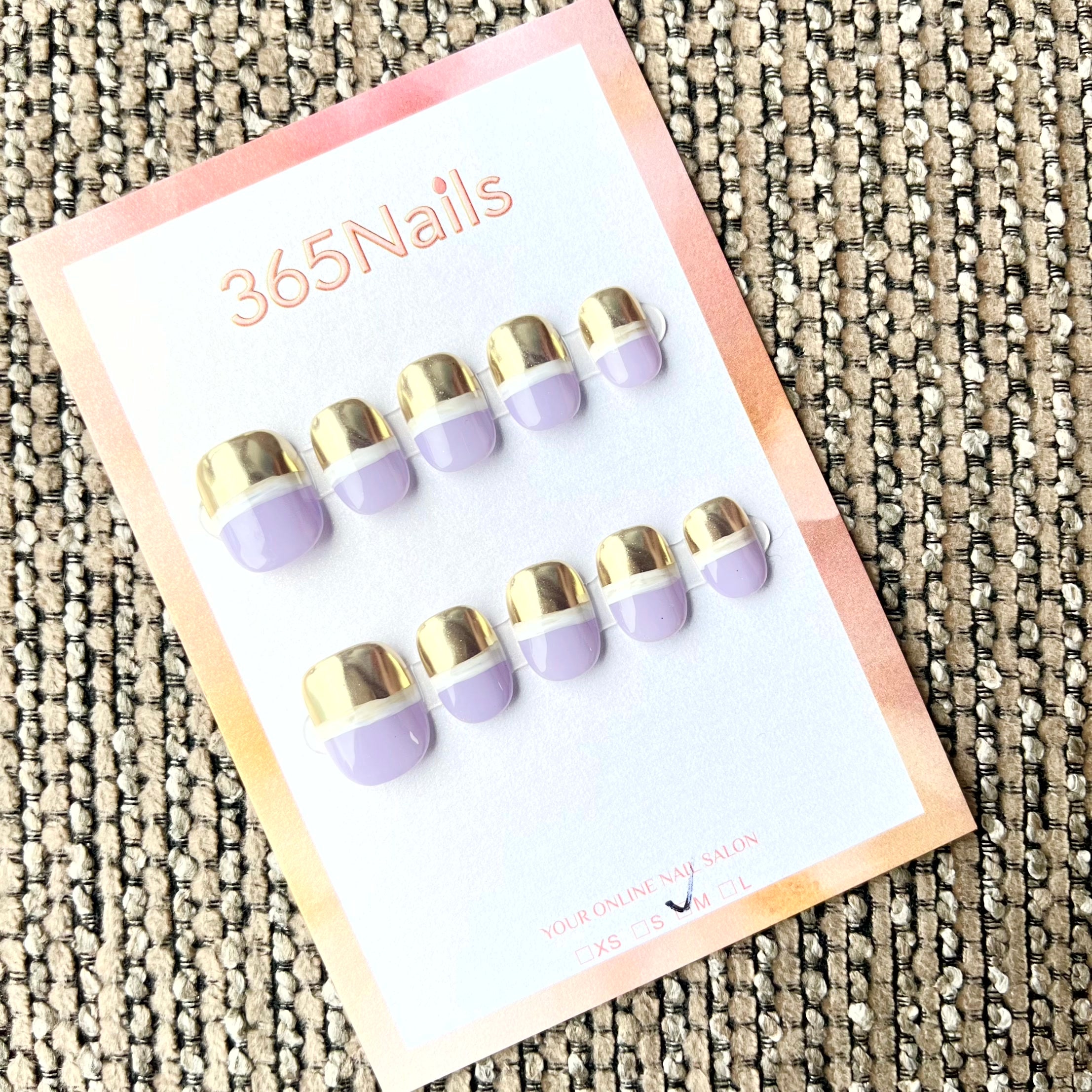 365nails: "Gilded Lilac" – Metallic French Tip Handmade Short Square Nails