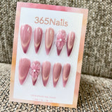 Cosmic Fatale: "Blush Pink Lily Glow" – Long Sharp Stiletto Handmade Press On Nails