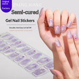 Semi-Cured Gel Nail Strips Foil Laser Gold Shimmer Glossy Set (MOQ=3)