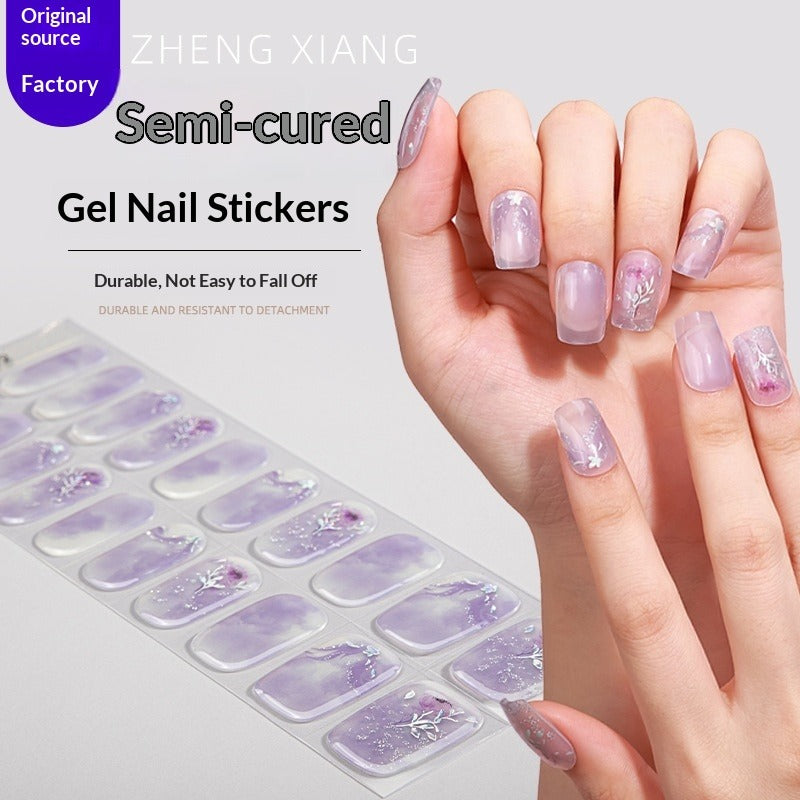 Semi-Cured Gel Nail Strips Foil Laser Gold Shimmer Glossy Set (MOQ=3)