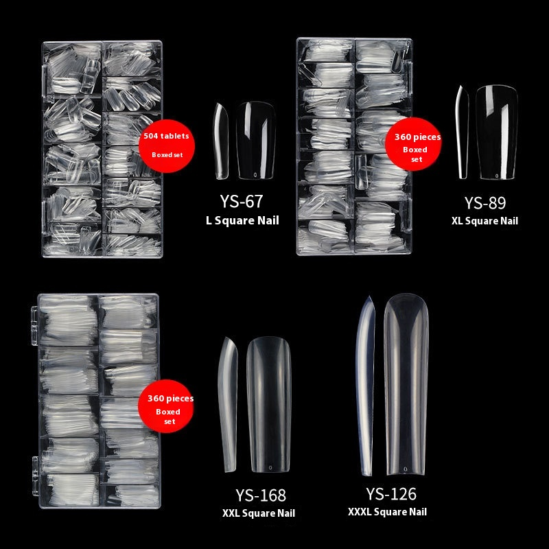 Nail Tips nail piece Square nail Transparent extended flat head Fake nail Nail art patch Full half sticker Dual-purpose nail art shop special