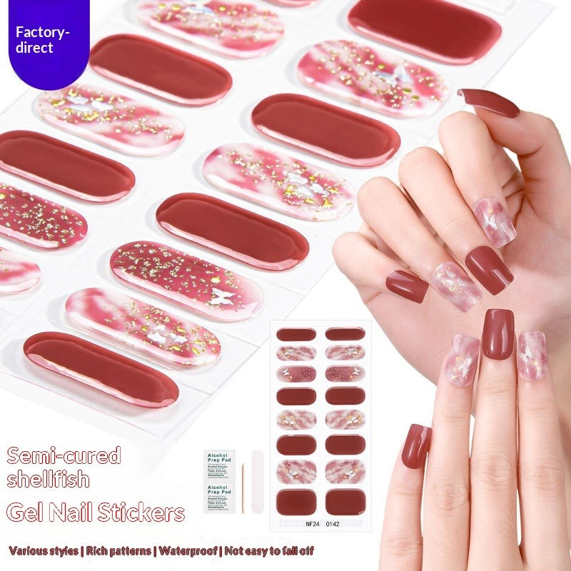 Semi-Cured Gel Nail Strips 3D Foil Gold Metallic Shimmer Glossy Set (MOQ=3)