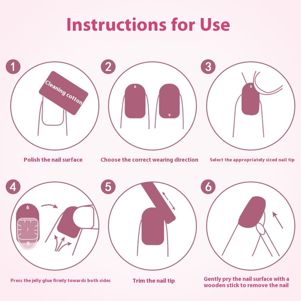 Press on nails French trapezoidal simple high-end sense 30 pieces box detachable fake nail finished pre-made manicure