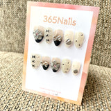 365nails: "Gothic Balletcore" – 3D Silver Flower & Corset Lacing Handmade Almond Nails