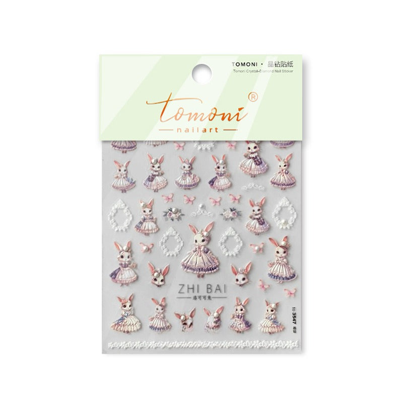 水晶鑽石兔 — 優雅洛麗塔美甲圖案套組