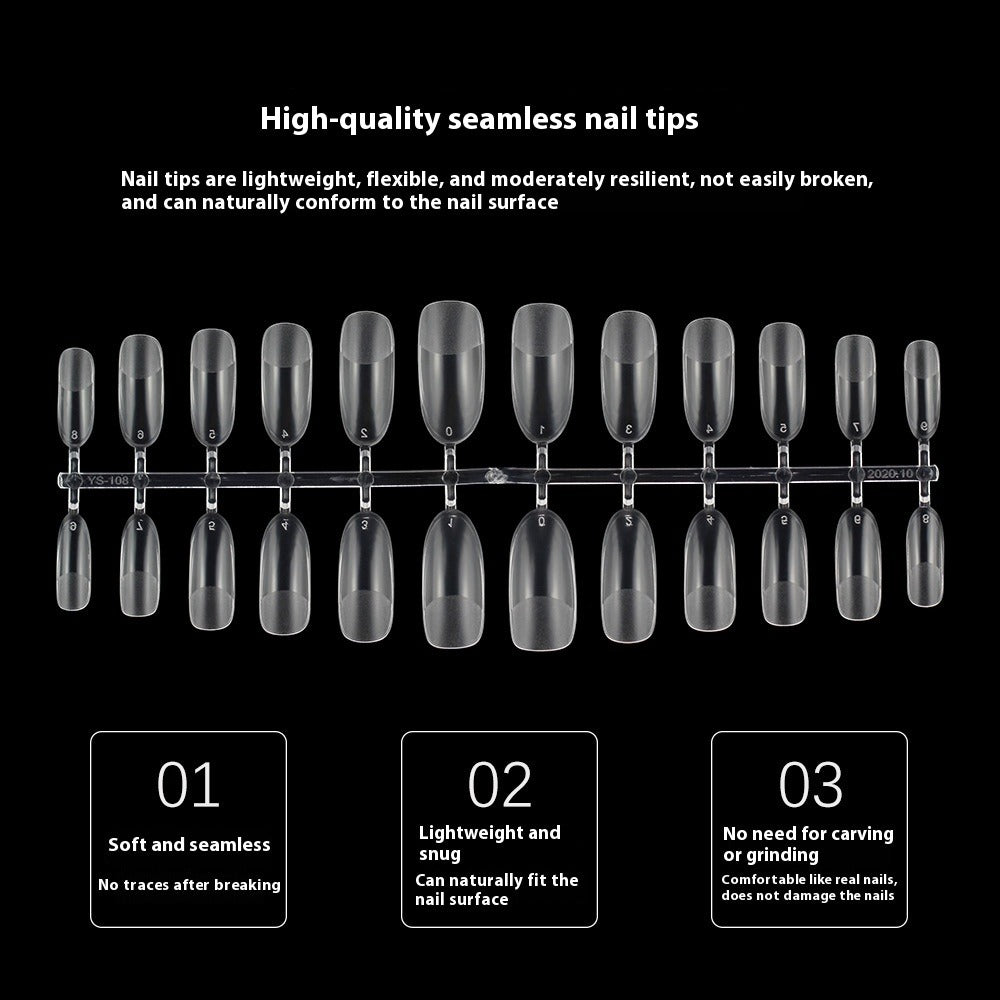 Nail Tips Free engraving and semi-matte press on nails pads 120 pieces, transparent and seamless fake nails in bags, fully attached to matte nail pads