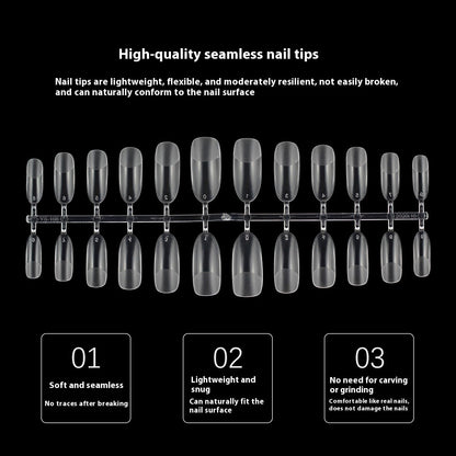 Nail Tips Free engraving and semi-matte press on nails pads 120 pieces, transparent and seamless fake nails in bags, fully attached to matte nail pads