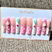 365nails: "달콤한 꿈" – 3D 꽃·라인스톤 수제 코핀형 네일