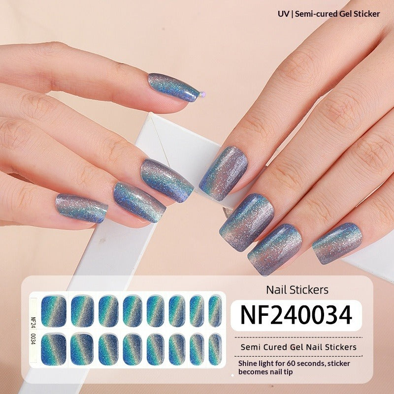 Semi-Cured Gel Nail Strips 3D Foil Gold Glossy Design (MOQ=3)