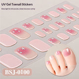 Semi-Cured Gel Nail Strips Gradient French Sheer Glitter Toe Design (MOQ=3)