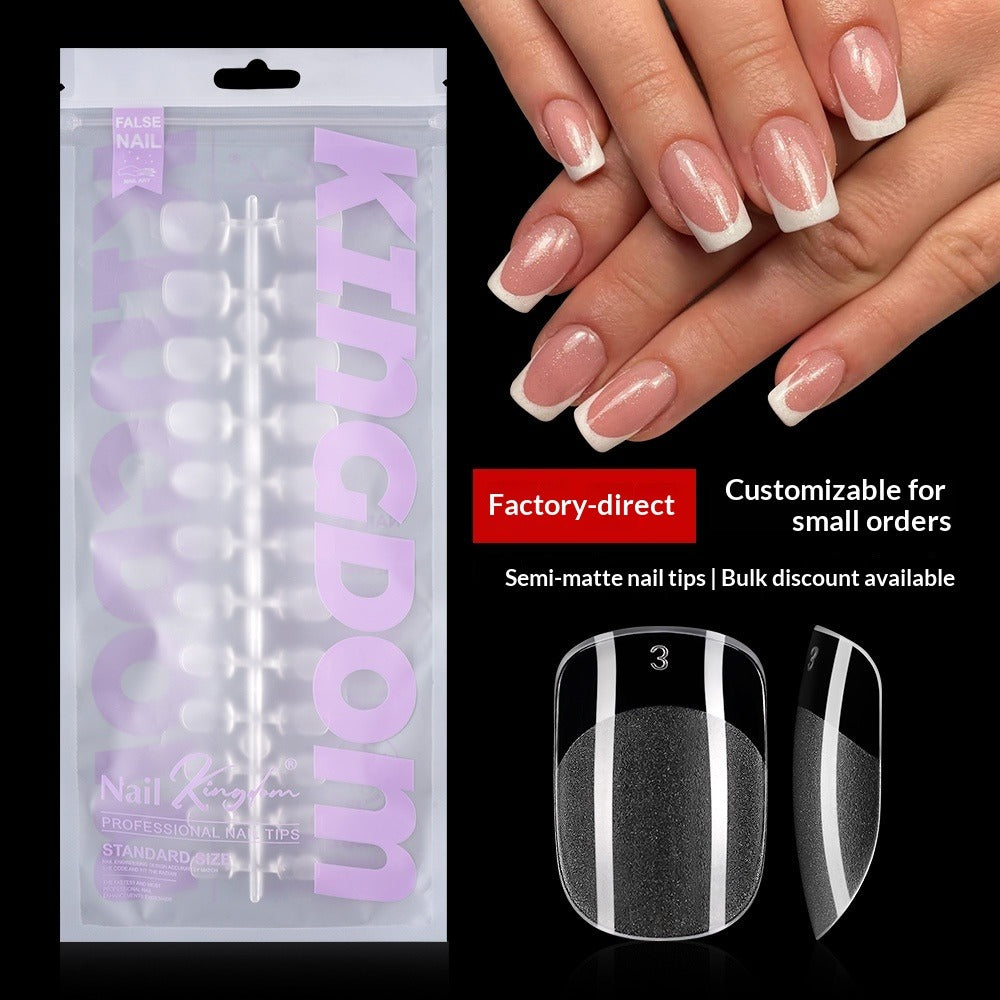 365nails: "Semi-Matte French Nail Tips" – Medium Almond Nail Extensions