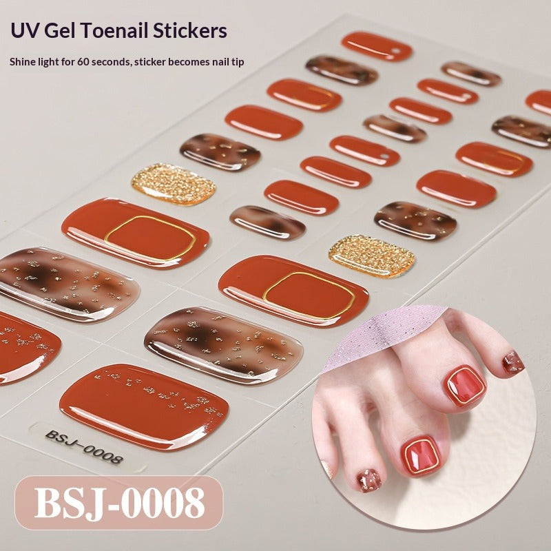 Semi-Cured Gel Nail Strips Toe Nails 3D Foil Gradient Bloom Glossy Set (MOQ=3)