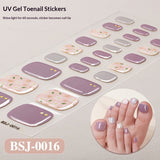 Semi-Cured Gel Nail Strips Toe Nails French Style Soft Pink Glossy Set (MOQ=3)