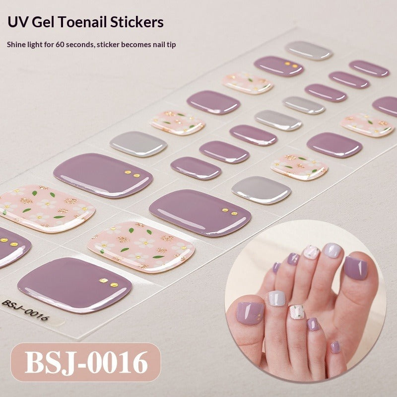 Semi-Cured Gel Nail Strips Toe Nails French Style Soft Pink Glossy Set (MOQ=3)