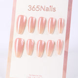 Uñas postizas almendradas 365Nails color rosa nude cremoso con brillo efecto gelatina.